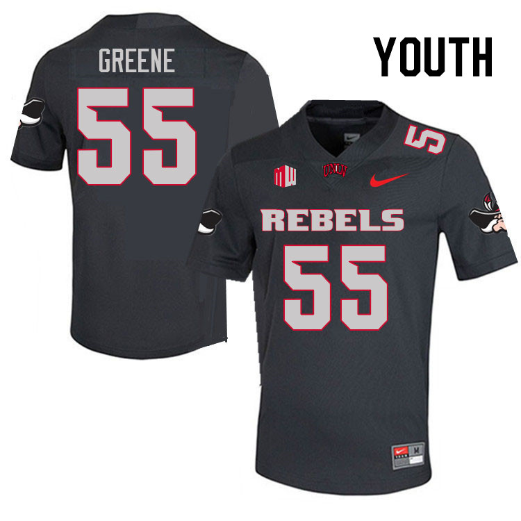Youth #55 Matthew Greene UNLV Rebels College Football Jerseys Stitched Sale-Charcoal